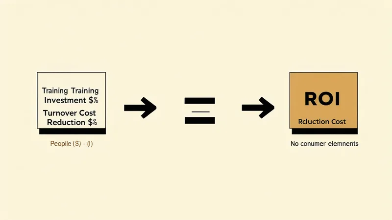 Simple ROI equation diagram showing turnover cost reduction connected to L&D investment