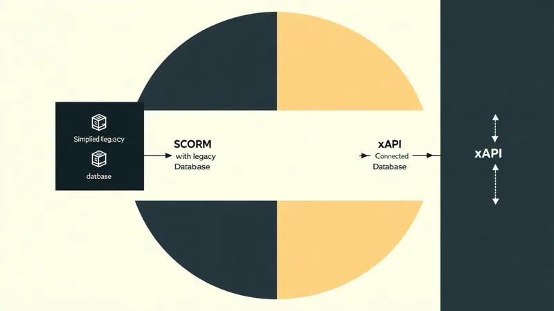 Abstract diagram contrasting SCORM and xAPI